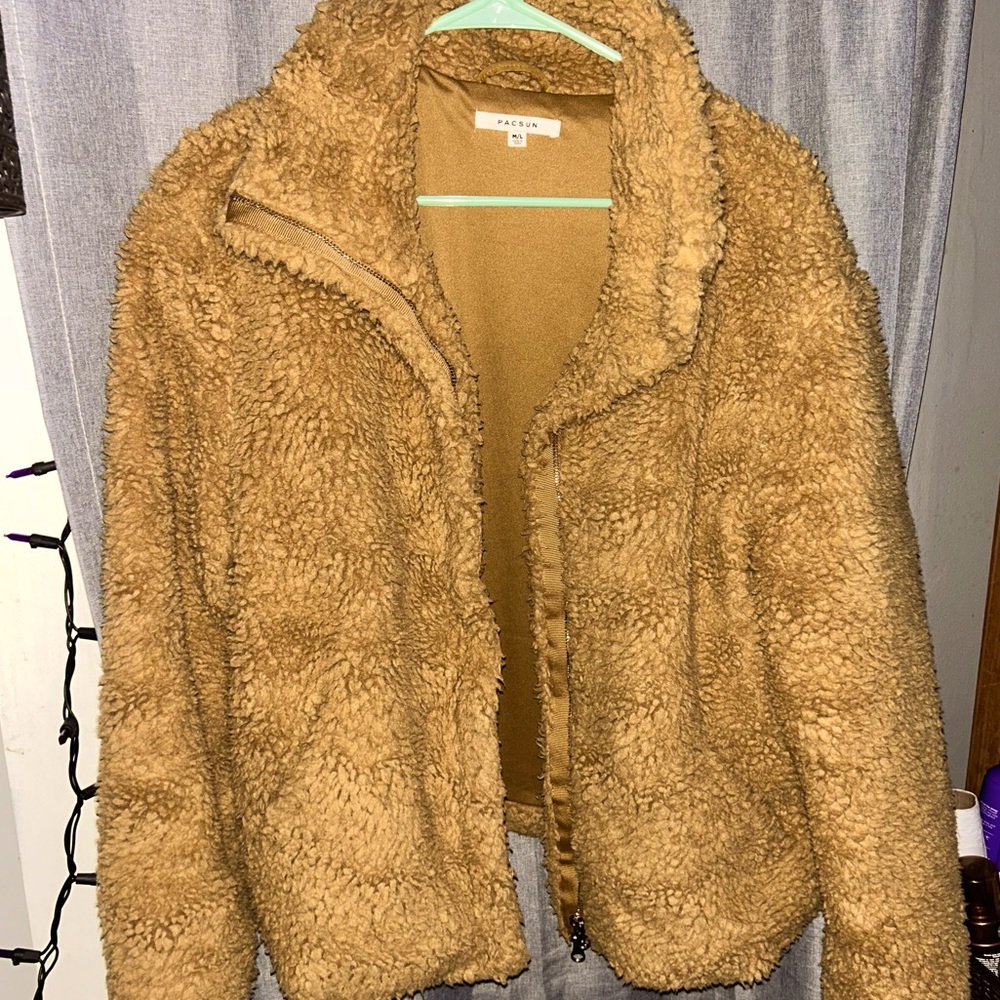 Pacsun brown fur coat